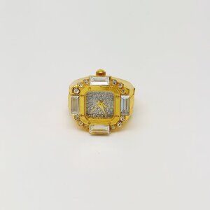 Vintage crystal gold tone ring watch by migi (Unsigned) works